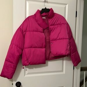 Sincerely Jules hot pink cropped puffer jacket XL